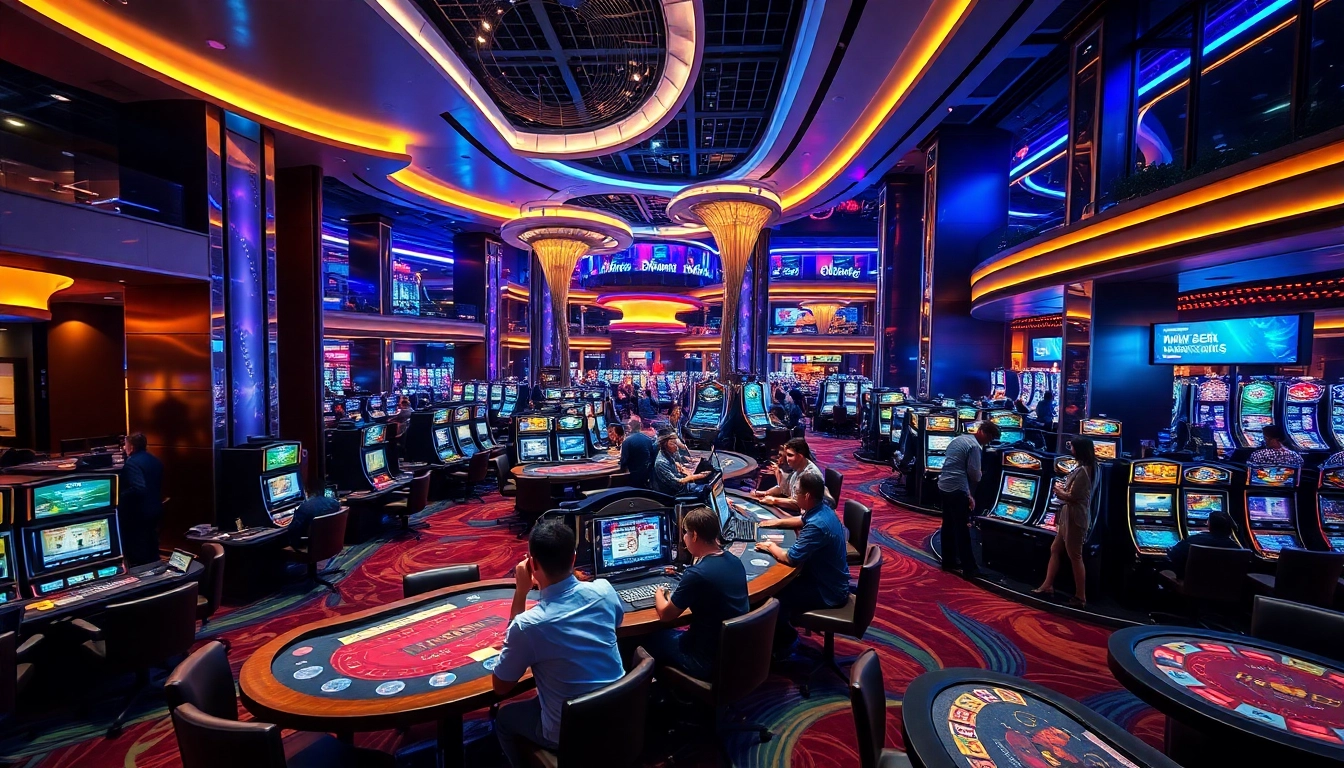 Experience the excitement of gaming at a vibrant singapore casino with players engaging in thrilling games.