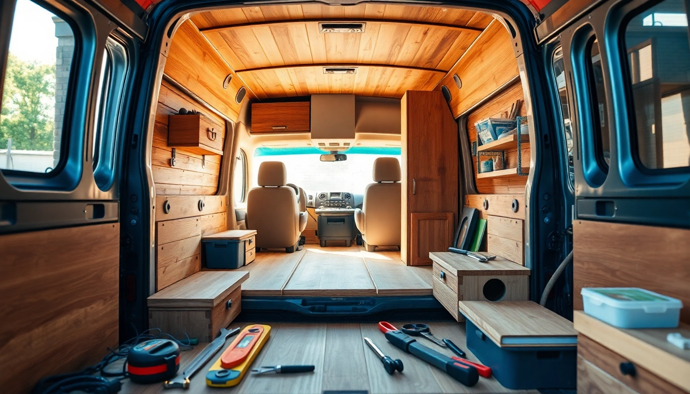 Enhance your camper vans with creative upgrades in a bright and inviting workshop setting.