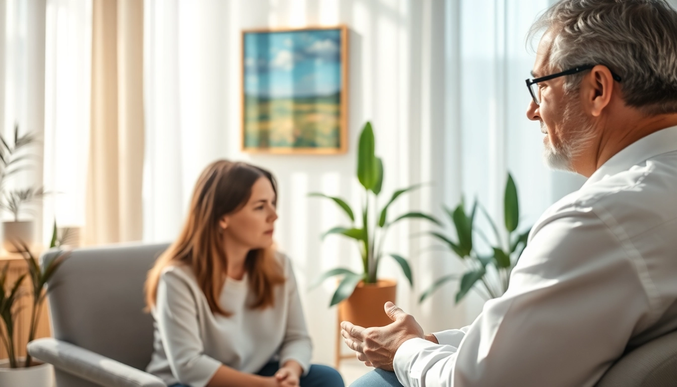 Therapist assisting a patient with Treatment for PTSD in a calming environment