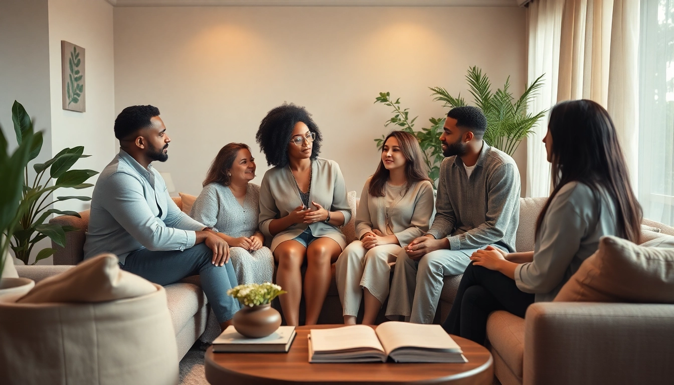 Engaging therapy session focused on healing trauma in a serene, supportive environment.