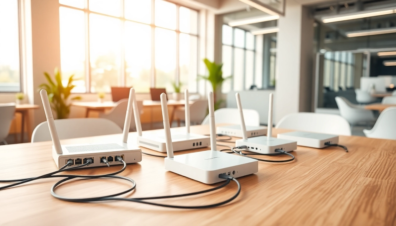 Connect devices using a modern Access Point in a professional office setup, showcasing tech efficiency.