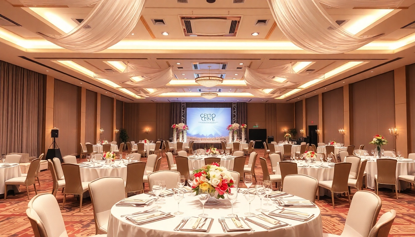 Host your celebration at the stunning city venue event center featuring elegant decor.
