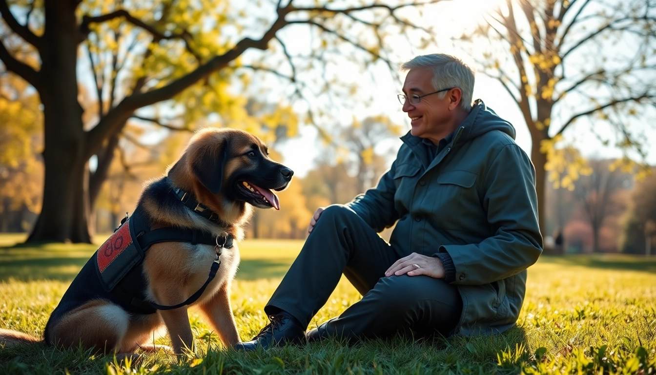 See how to buy a service dog with a joyful handler and their trained service dog in the park.
