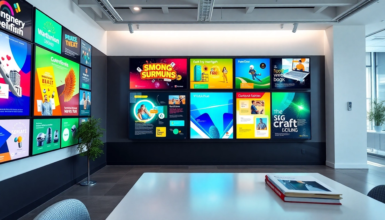 Showcase of a Canva alternative for signage in a modern workspace with vibrant digital designs.