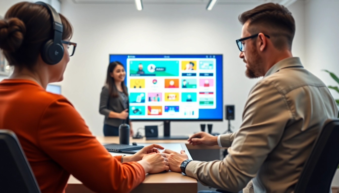 Engaging interaction showcasing web design johor bahru in a modern collaborative workspace.
