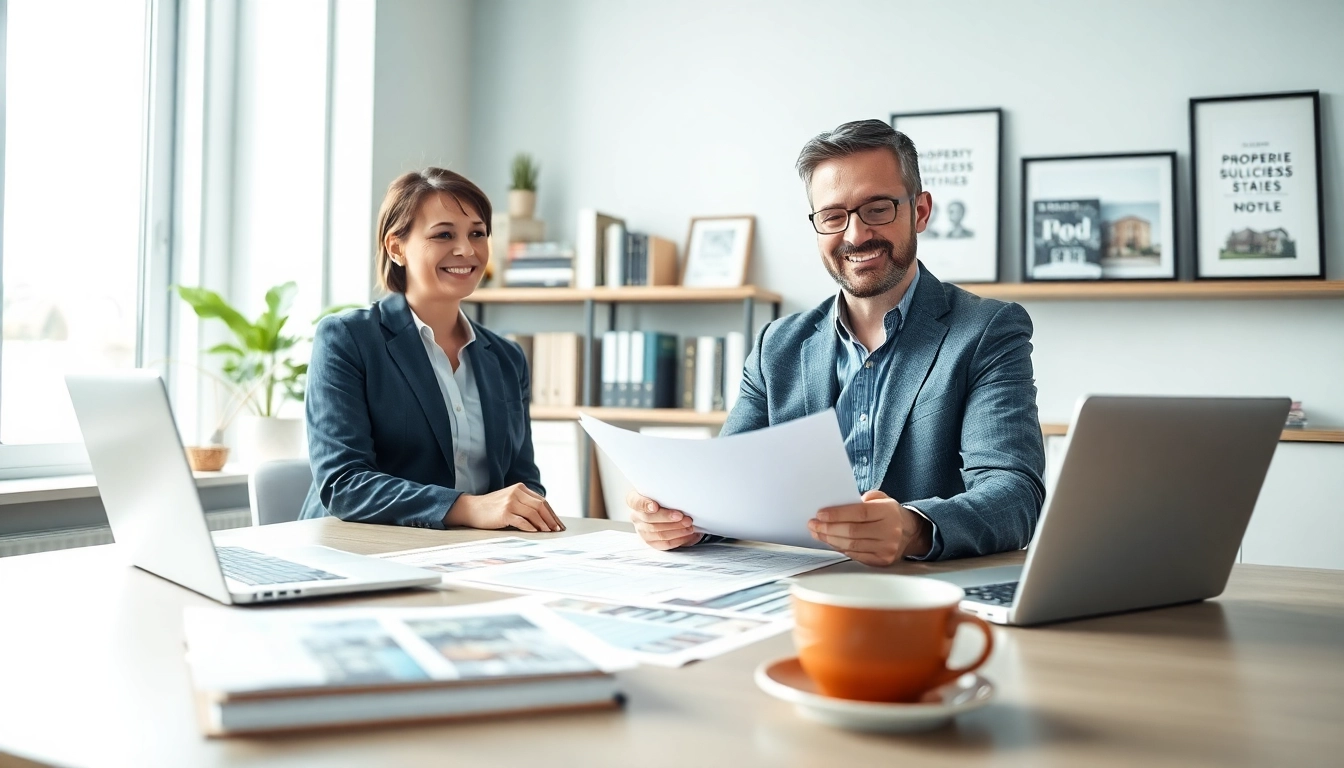 Buy my property fast with a real estate agent engaging in a professional consultation.