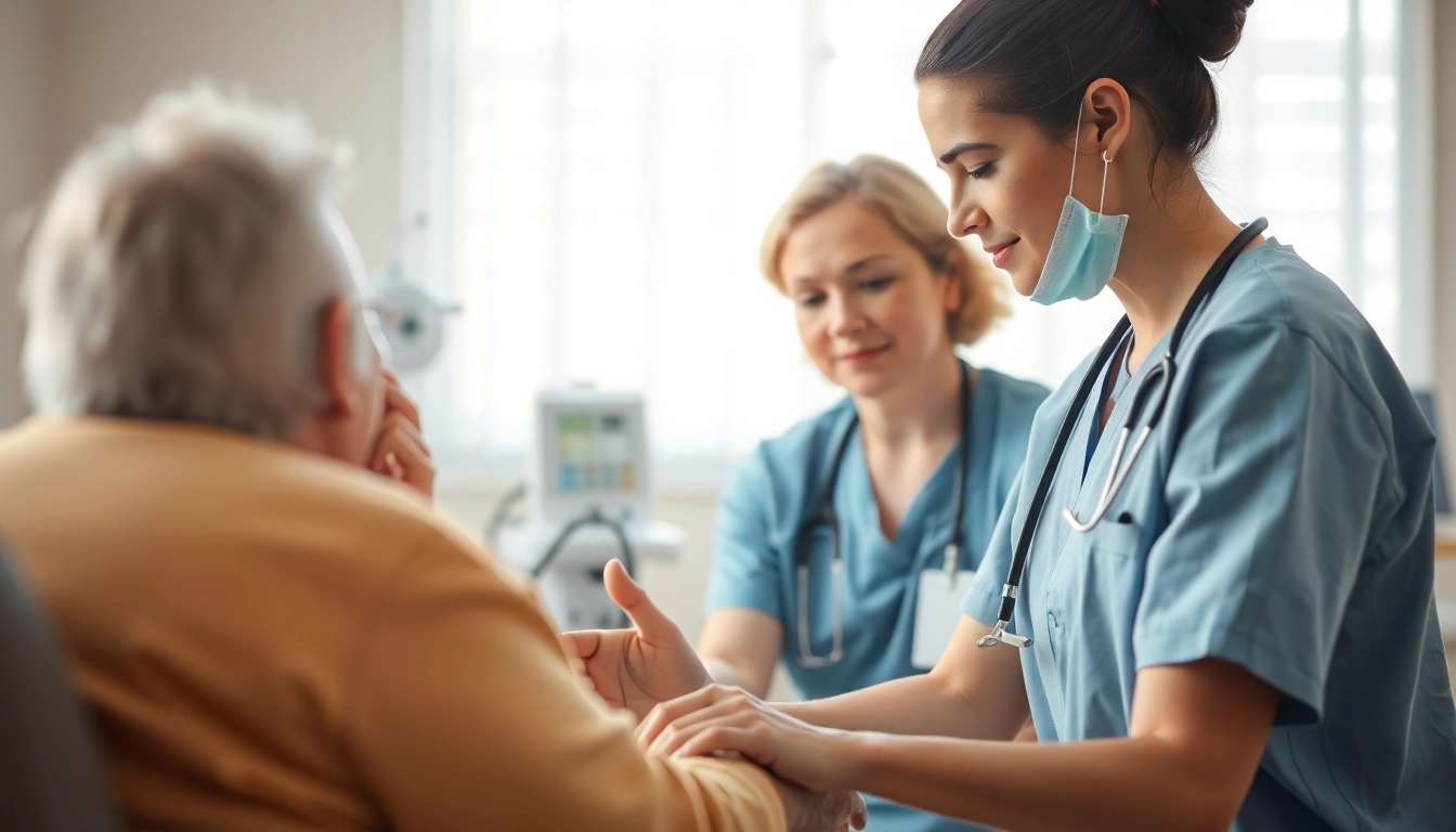 Nurse providing support through VDAP in a calm clinic setting for patient care