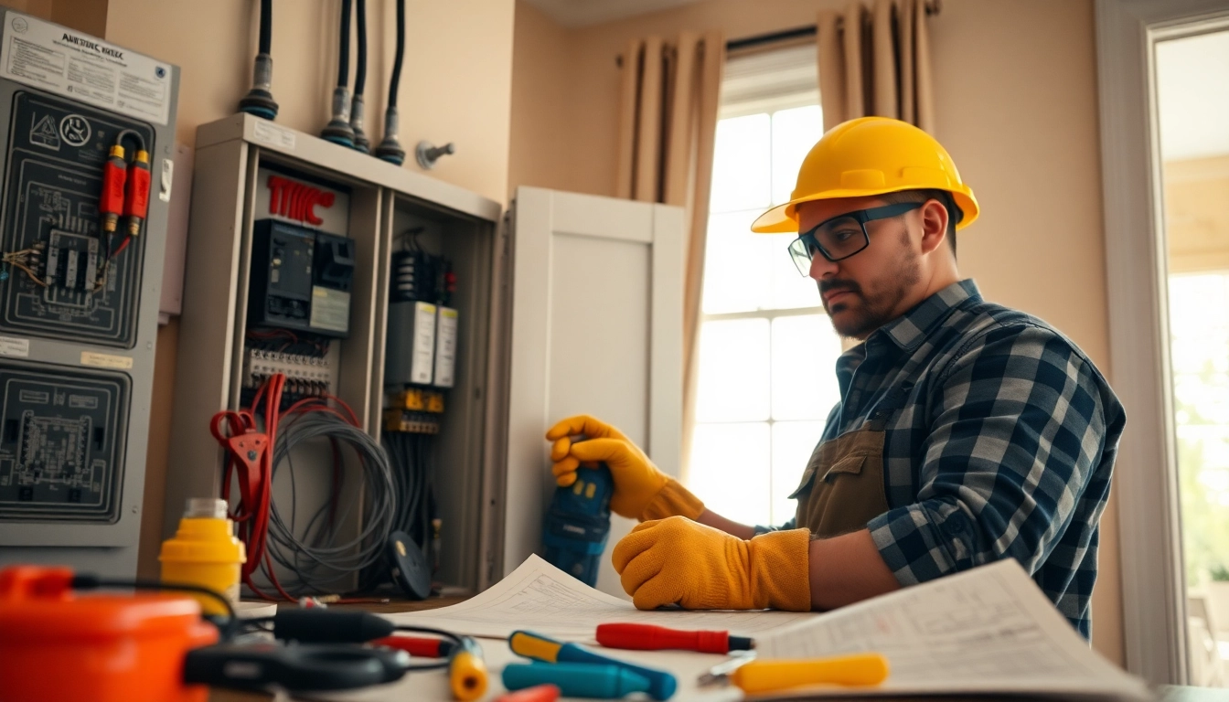 Experience Electrician Clearwater working intently on a residential electrical panel setup.