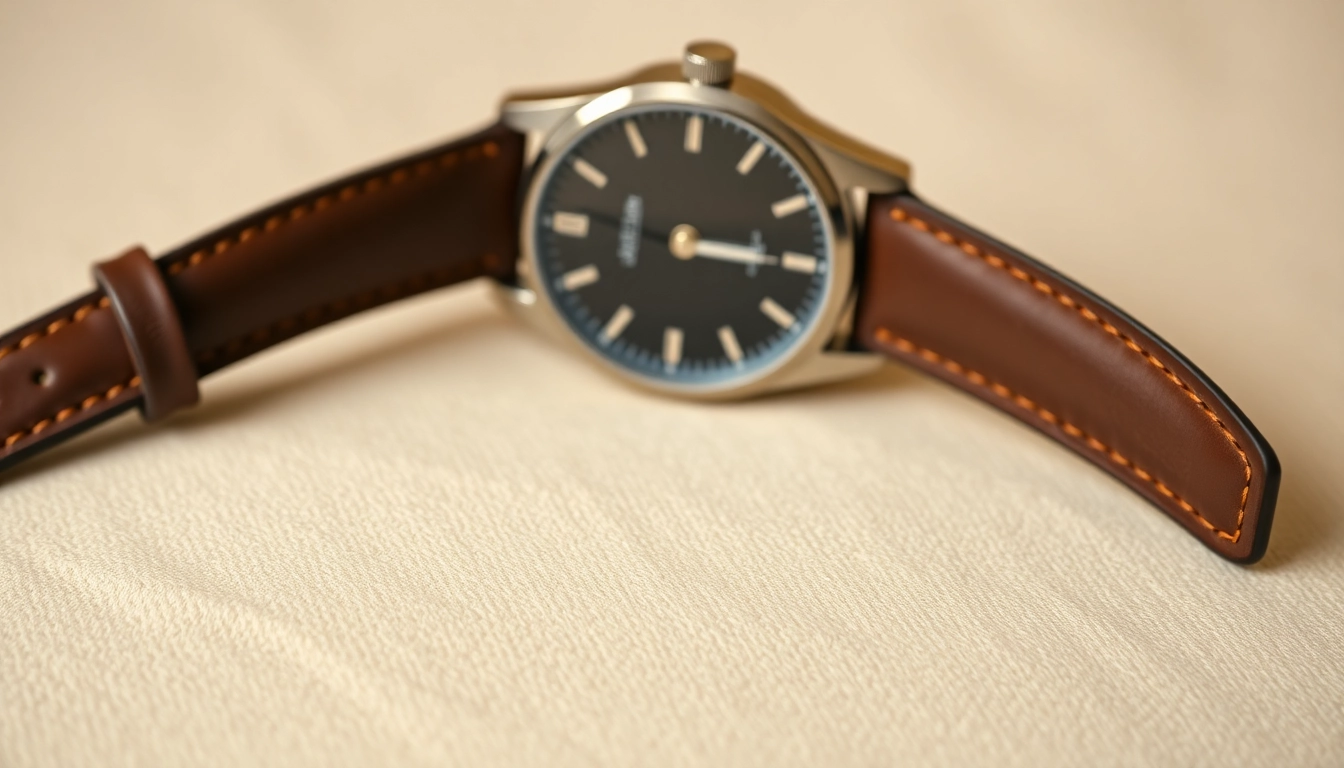 Stylish 18mm leather watch strap highlighting quality craftsmanship and design.