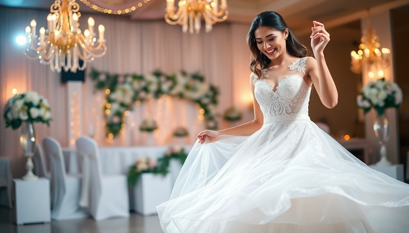 Bridal elegance in Reception Wedding Dresses, showcasing intricate design and joyful celebration.