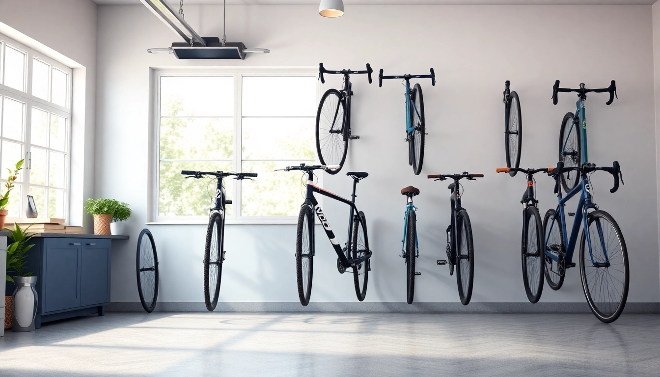Efficient bike rack for home featured in a stylish garage setting for optimal organization.