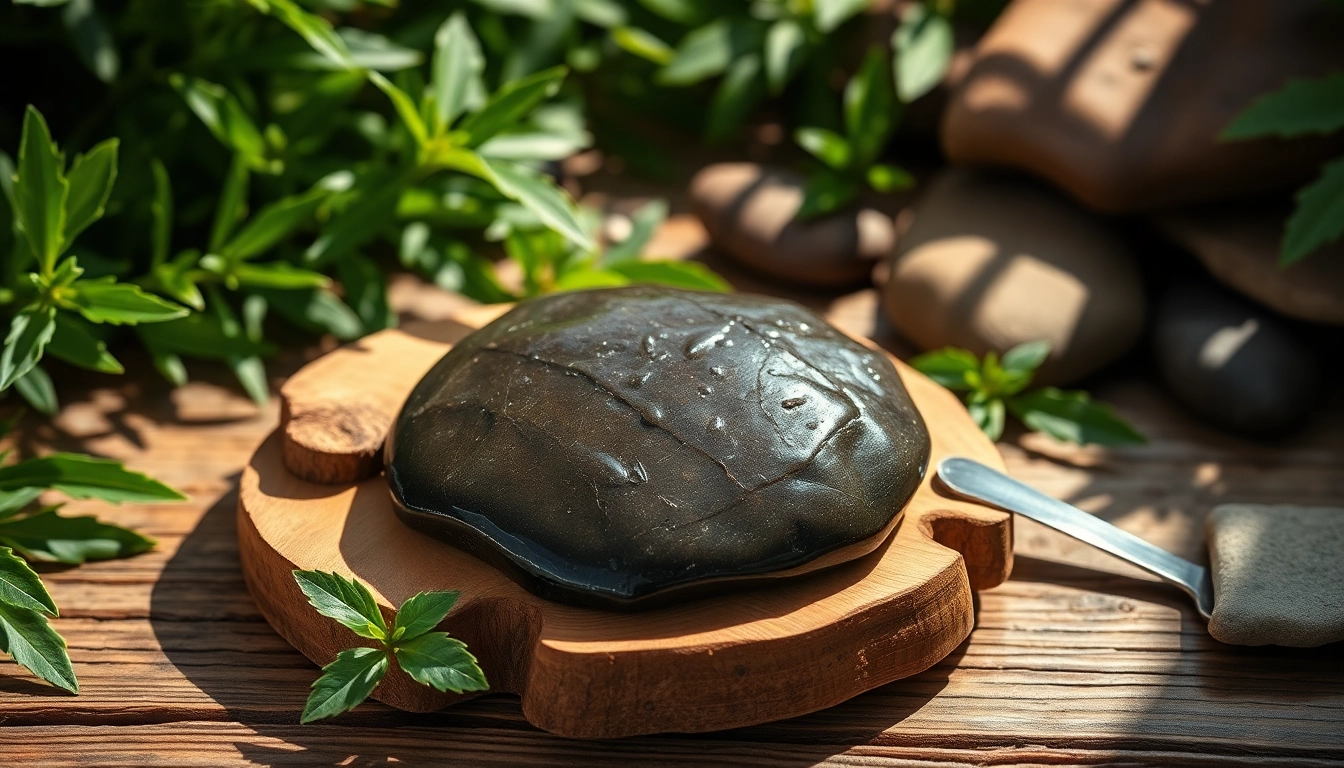 Find Pure Shilajit For Sale displayed amid natural elements showcasing its quality and health benefits.